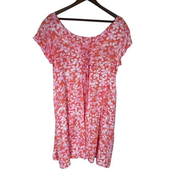 Coral Floral Mini Dress - Picture 2 of 5